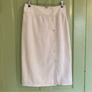 Vintage 80s Cream Linen Blend Midi Skirt